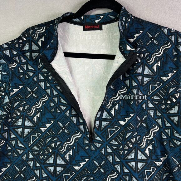 Marmot Jacket Mens Medium  Quarter Zip Blue Sweater Long Sleeve Stretch USA - Picture 6 of 12